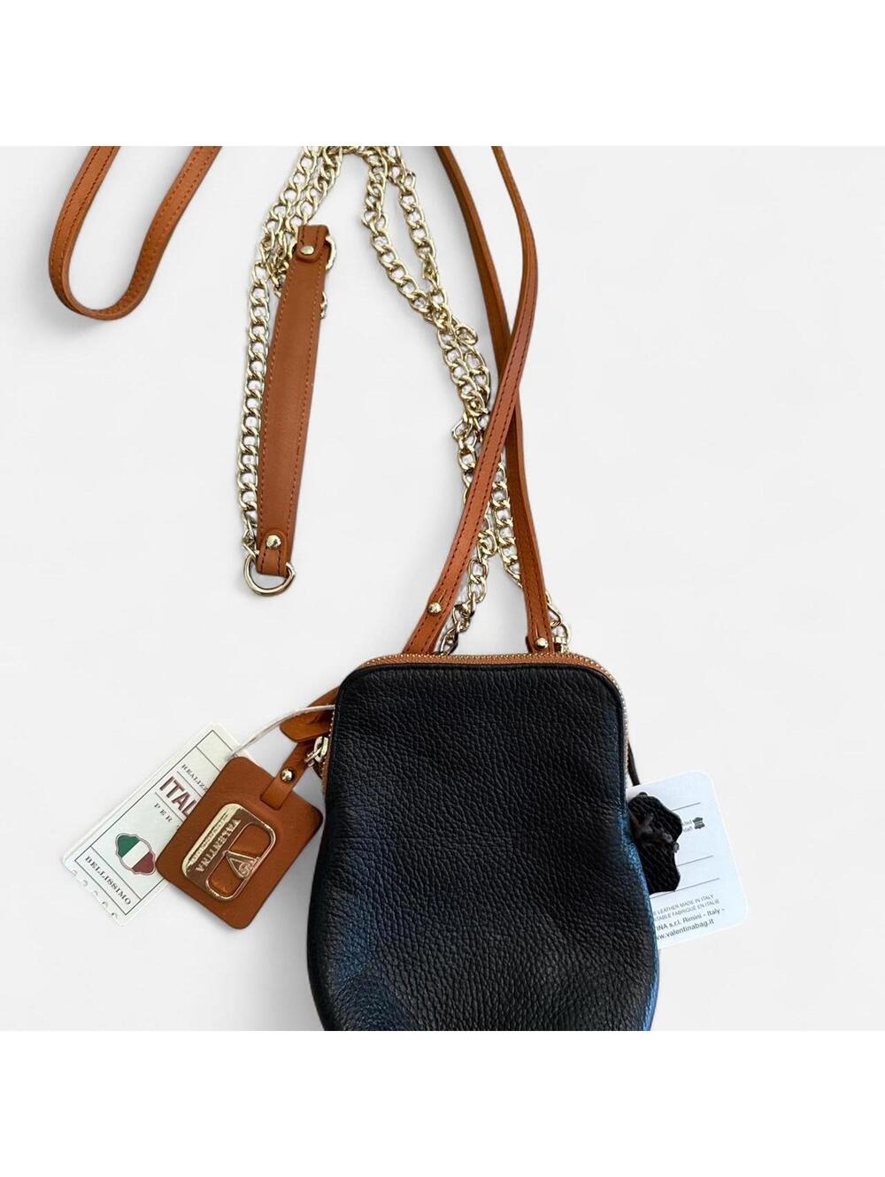 NWT Black Italian Leather Small Crossbody Bag